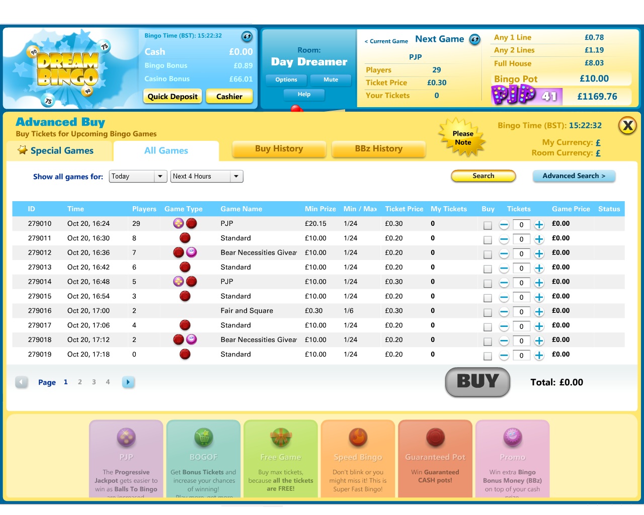 Dream Bingo Lobby